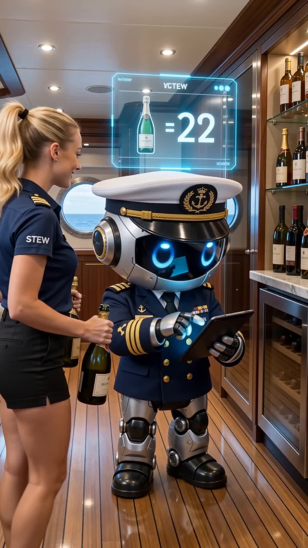 Ocean checking stock levels with a stewardess